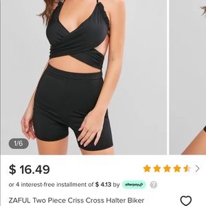 Zaful two piece criss cross halter biker